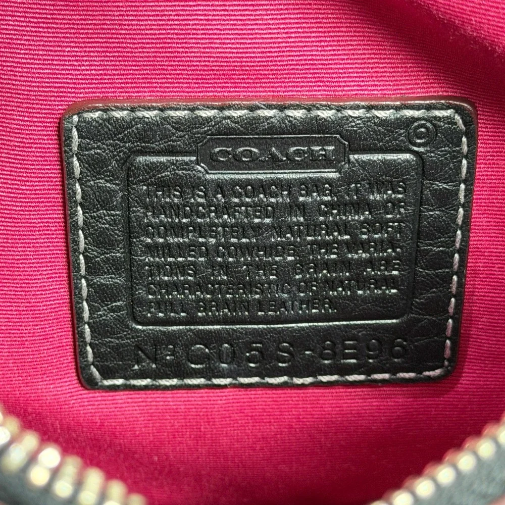VTG Coach 8E96 Black Pebbled Leather Hobo Small Shoulder Bag Pink Lining **READ
